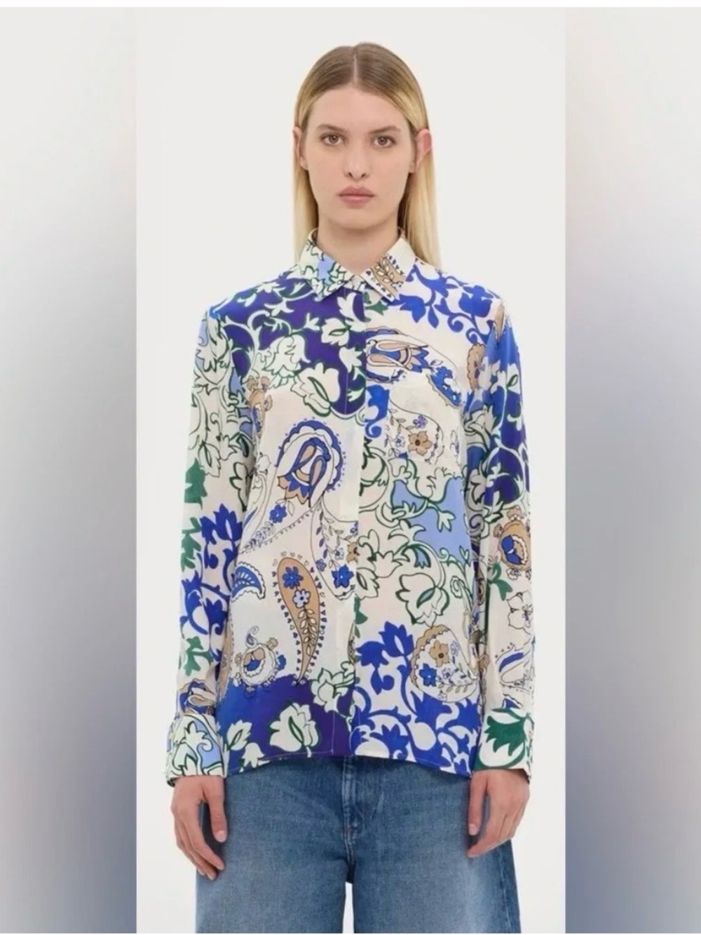 MARELLA Lava silk shirt size 46 US 10 multicolor blouse long sleeve